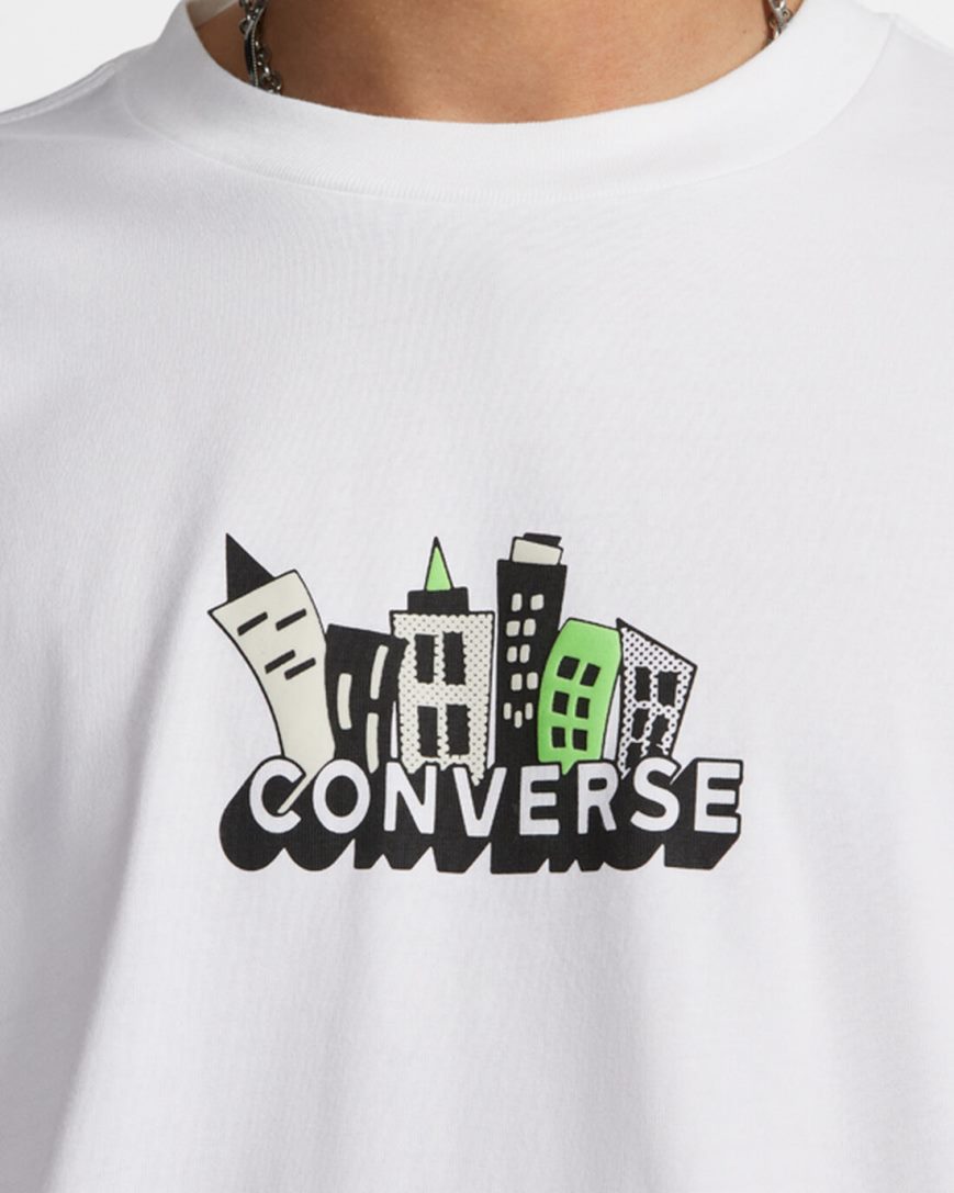 T-Shirts Converse Spring Up Grafika Panske Biele | SK MLROY2